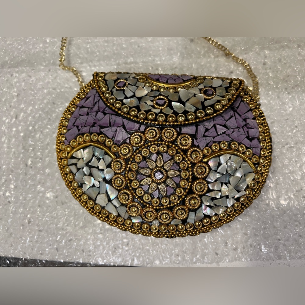 Ramla Beverly Hills Purple Mosaic Evening Bag NWT - Picture 6 of 8